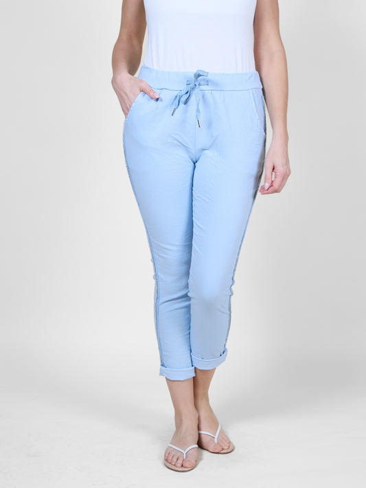 Sky Blue Joggers with Bead Detail