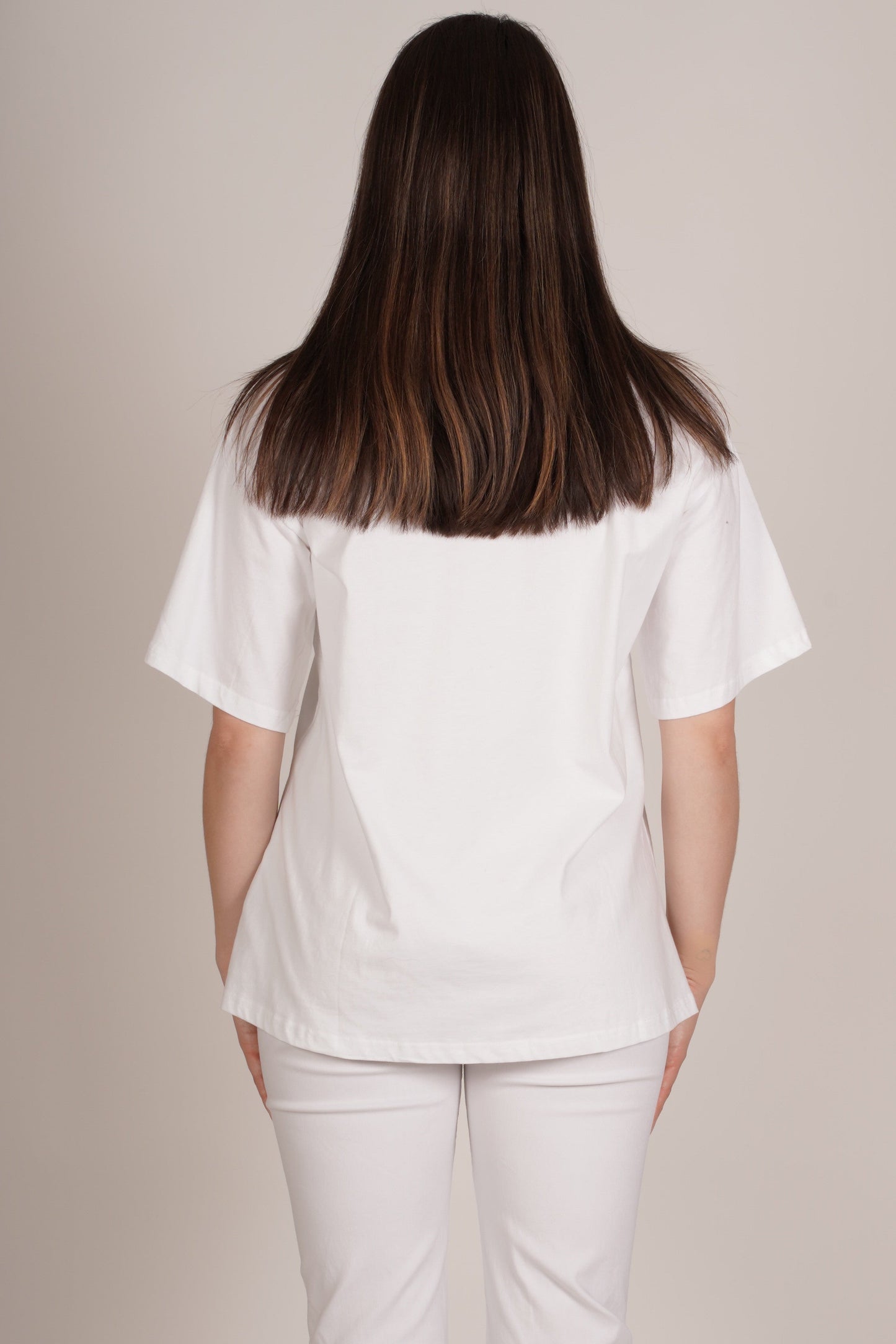 White Rhinestone Detail Face Graphic Tshirt