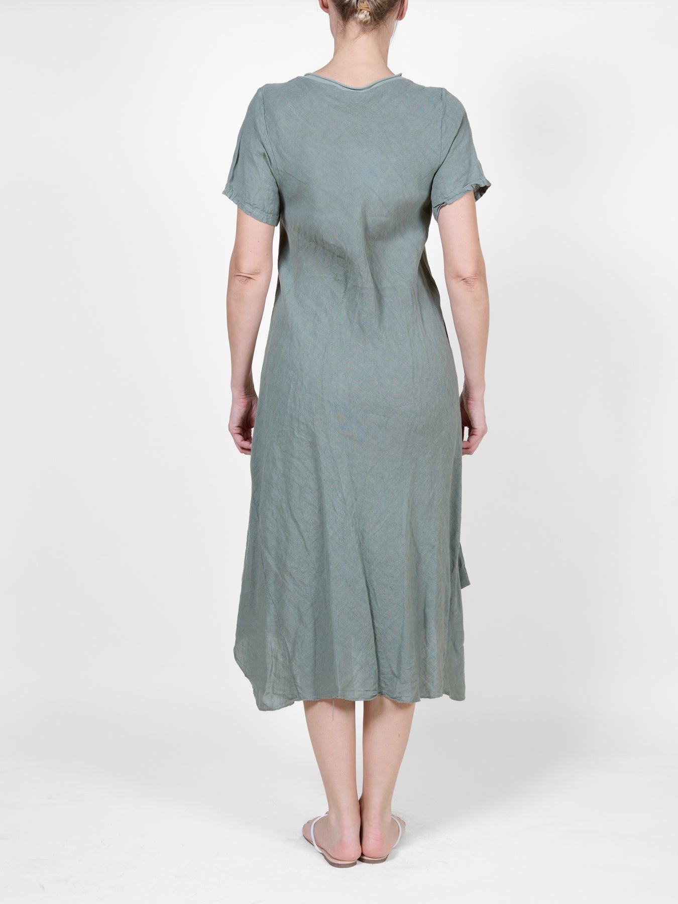 Military T-Shirt Dress with Flowy Asymmetrical Hem