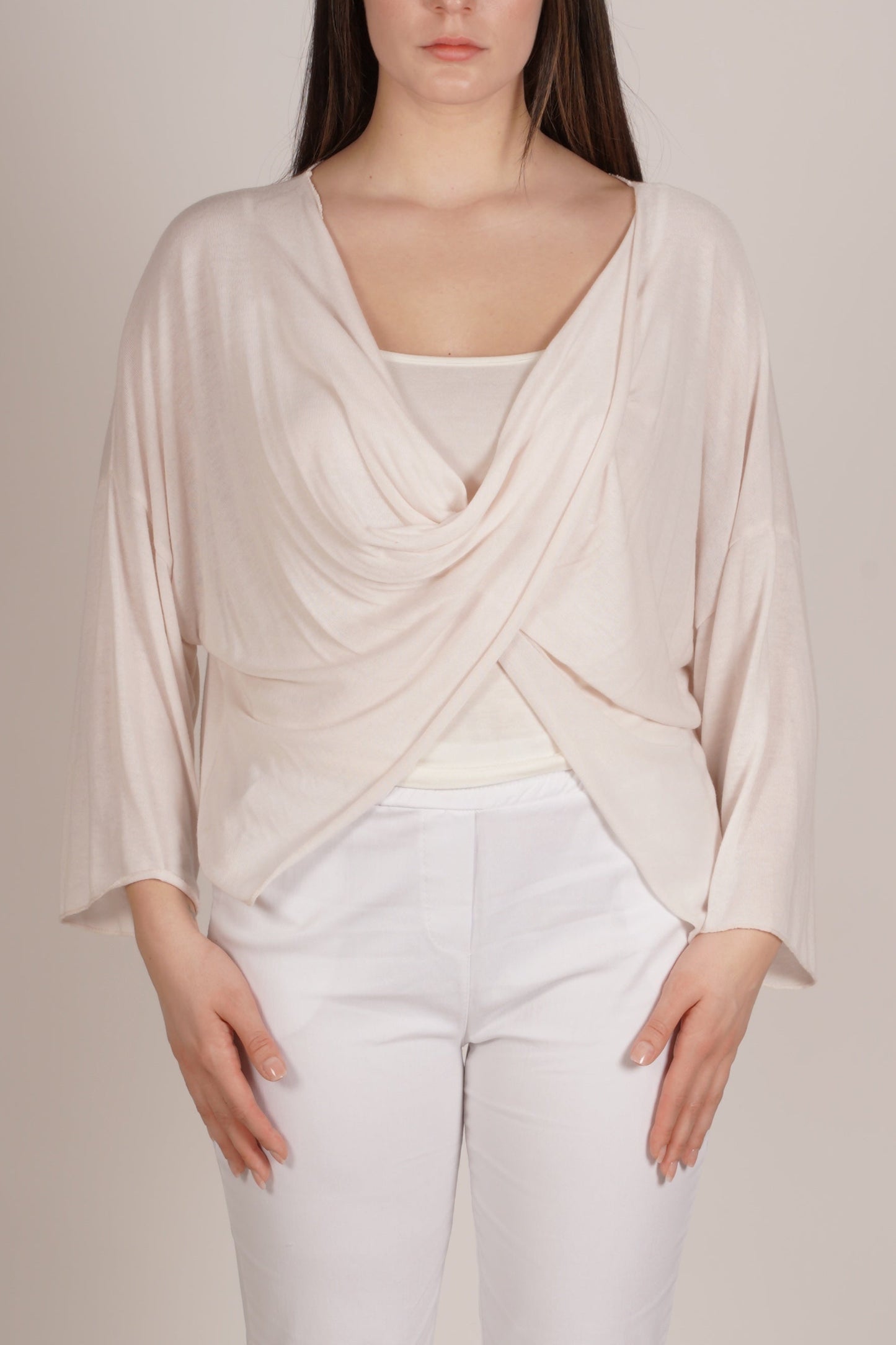 Carnation Drape Front 3/4 Sleeve Top