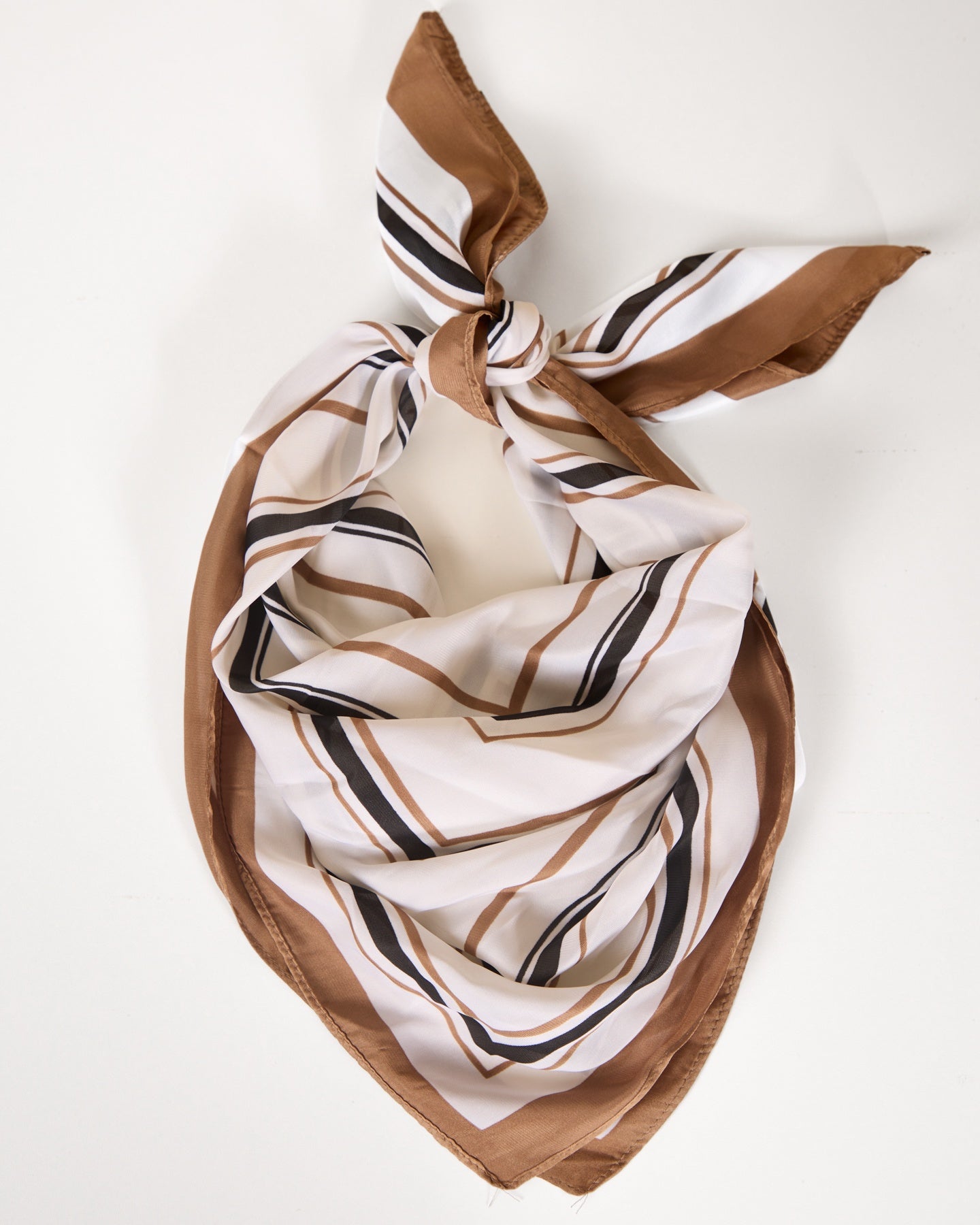 Silky Square Decorative Scarf with Soft White Tones and Geometric Lines