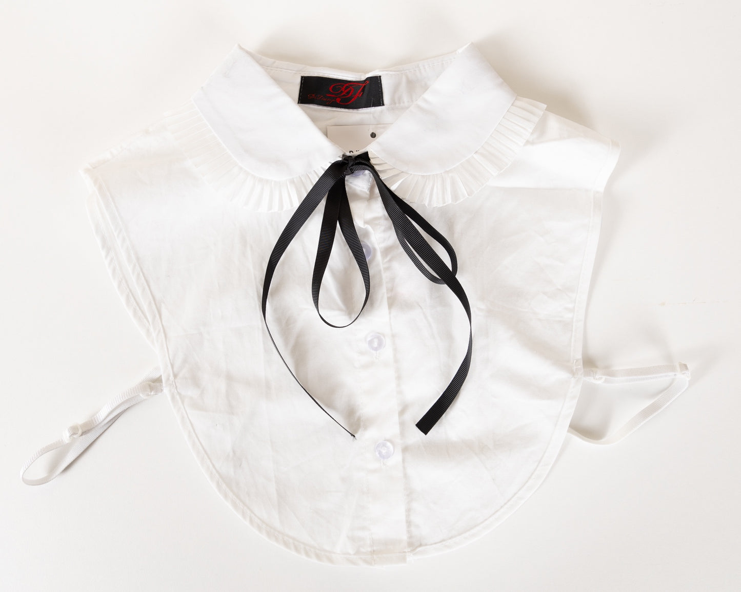 Pleated Collar Dickie with Ribbon Tie
