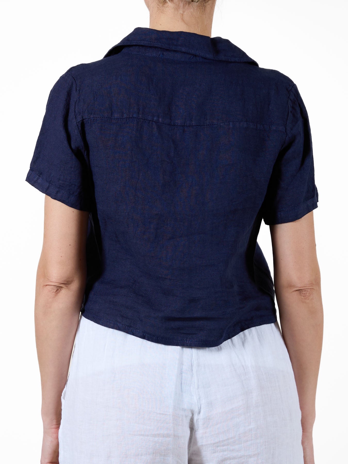 Midnight Button-Front Tie Shirt