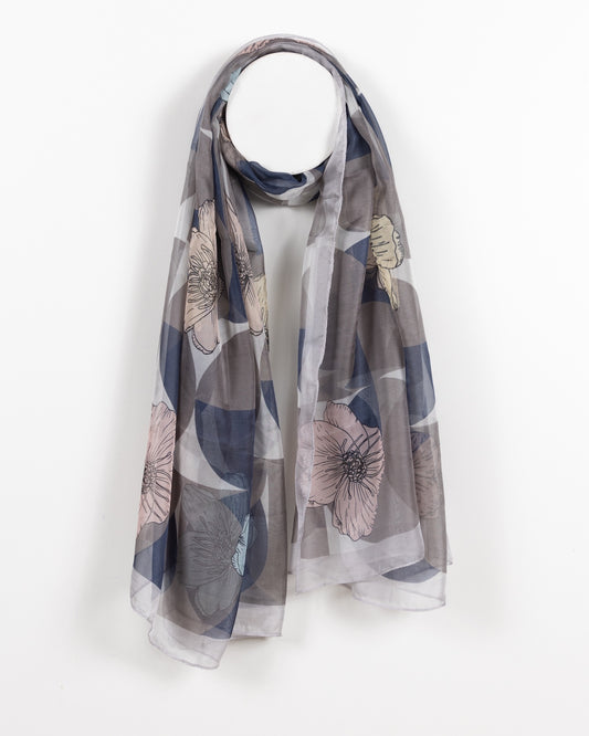 Modern Floral Sheer Scarf