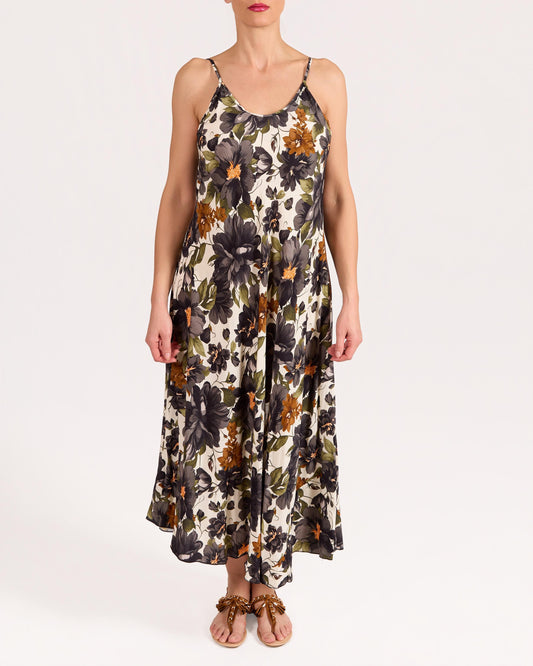 Black Spaghetti Strap Floral Maxi Dress