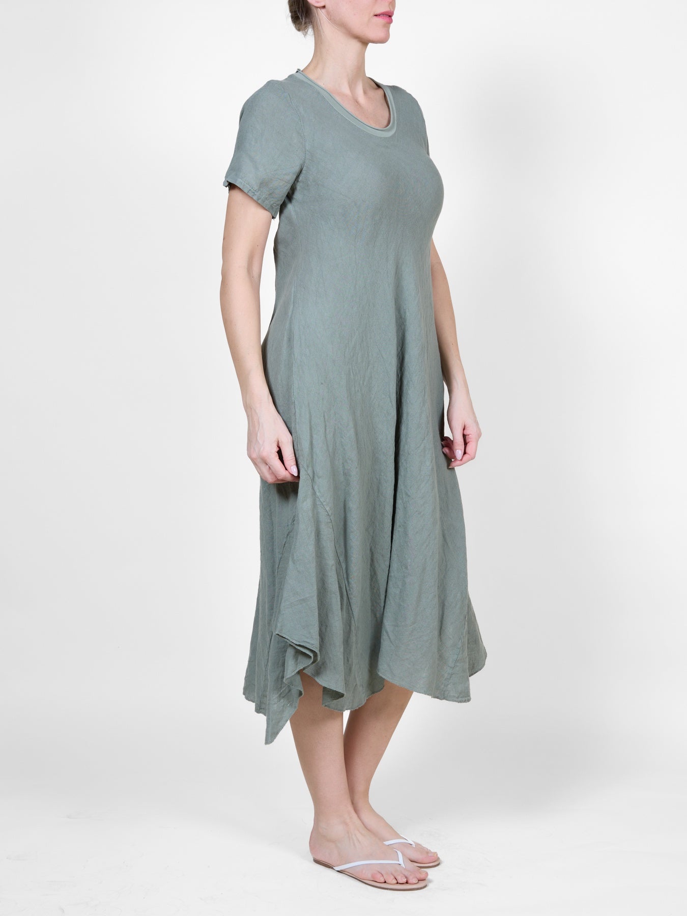 Military T-Shirt Dress with Flowy Asymmetrical Hem