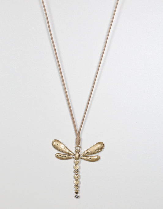 Gold Chain Necklace with Dragonfly Pendant