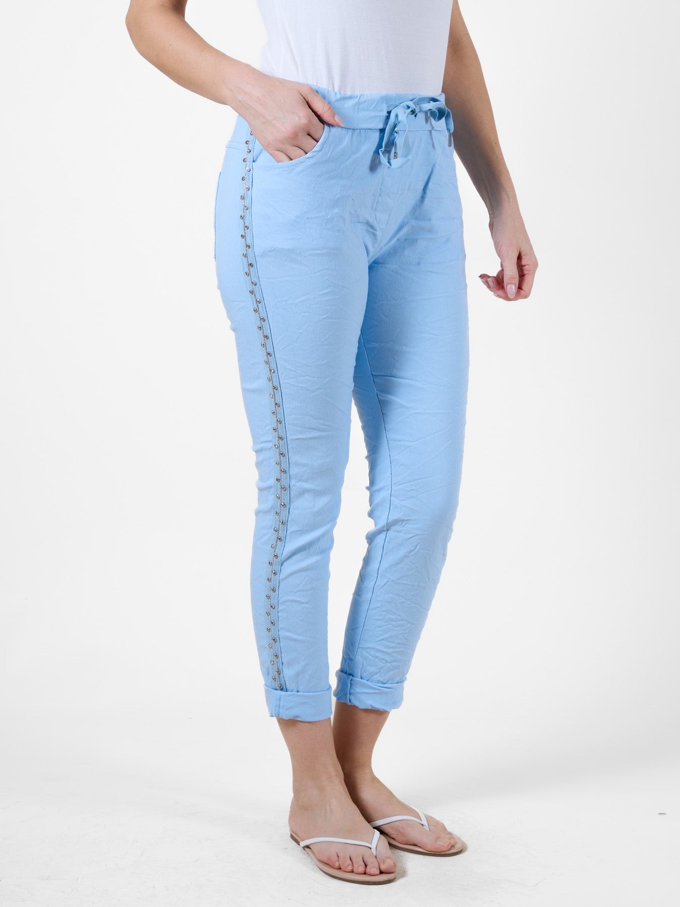 Airy Blue Joggers with Drawstring Waist