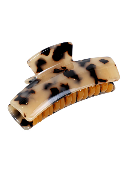 Tortoise Shell Rectangle Hair Clip 7-8cm Beige