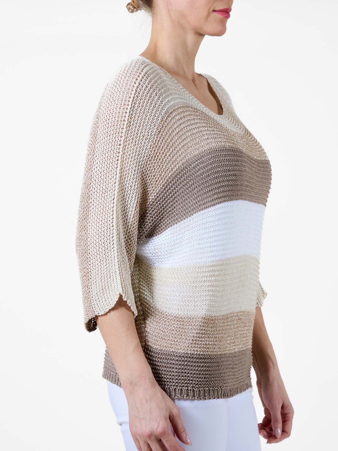 Carnation Loose Knit Pullover Long Sleeve with Stripes