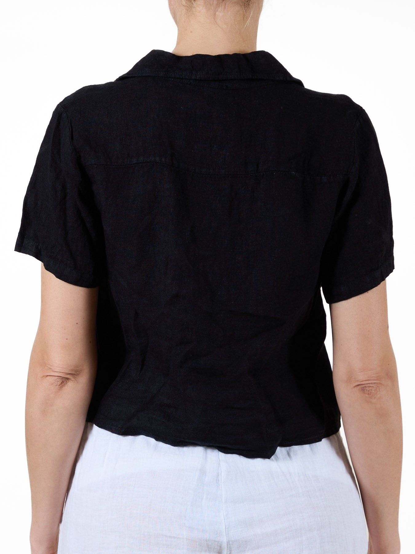 Black Button-Front Tie Shirt