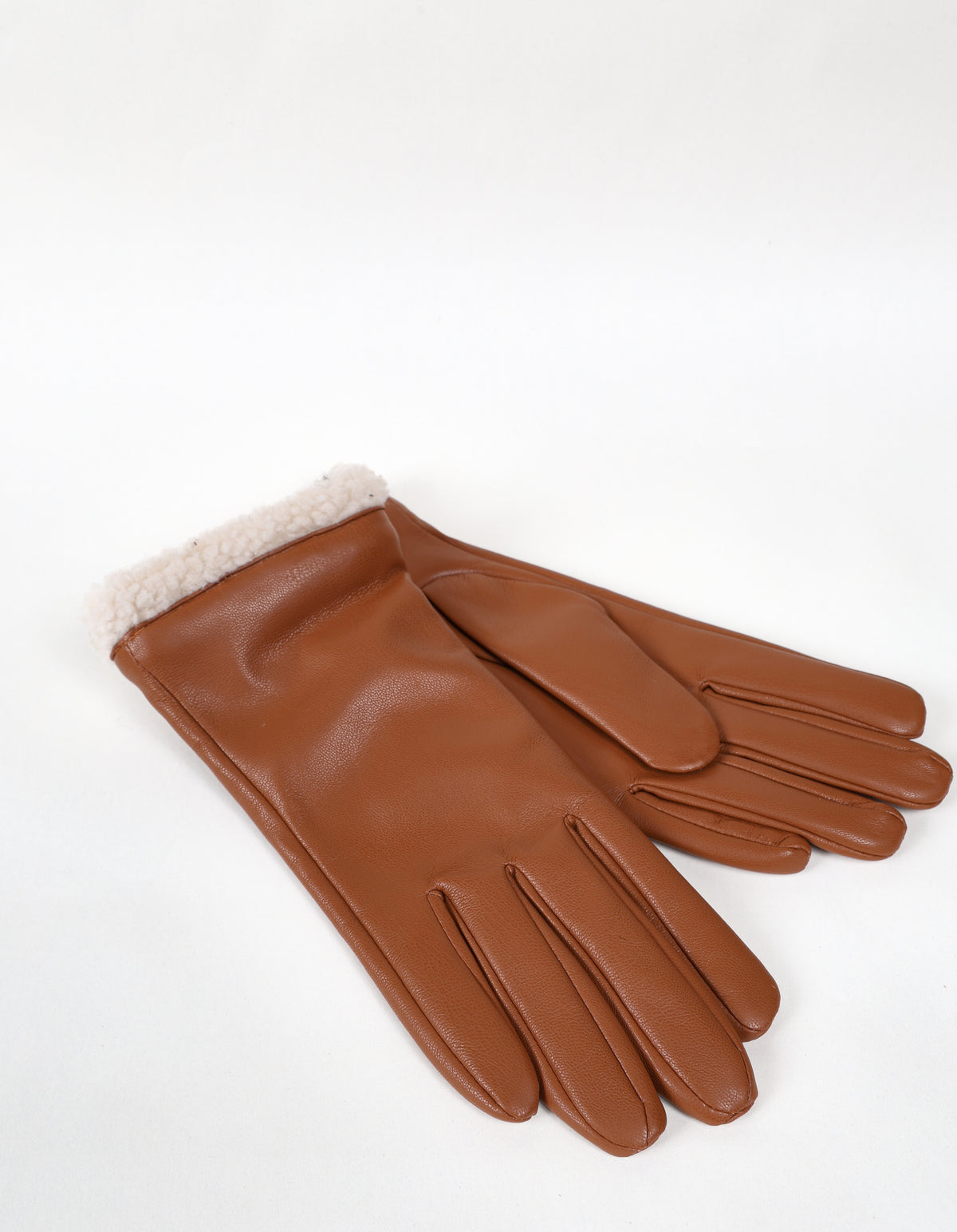 Camel Gloves with Taupe Sherpa Cuffs