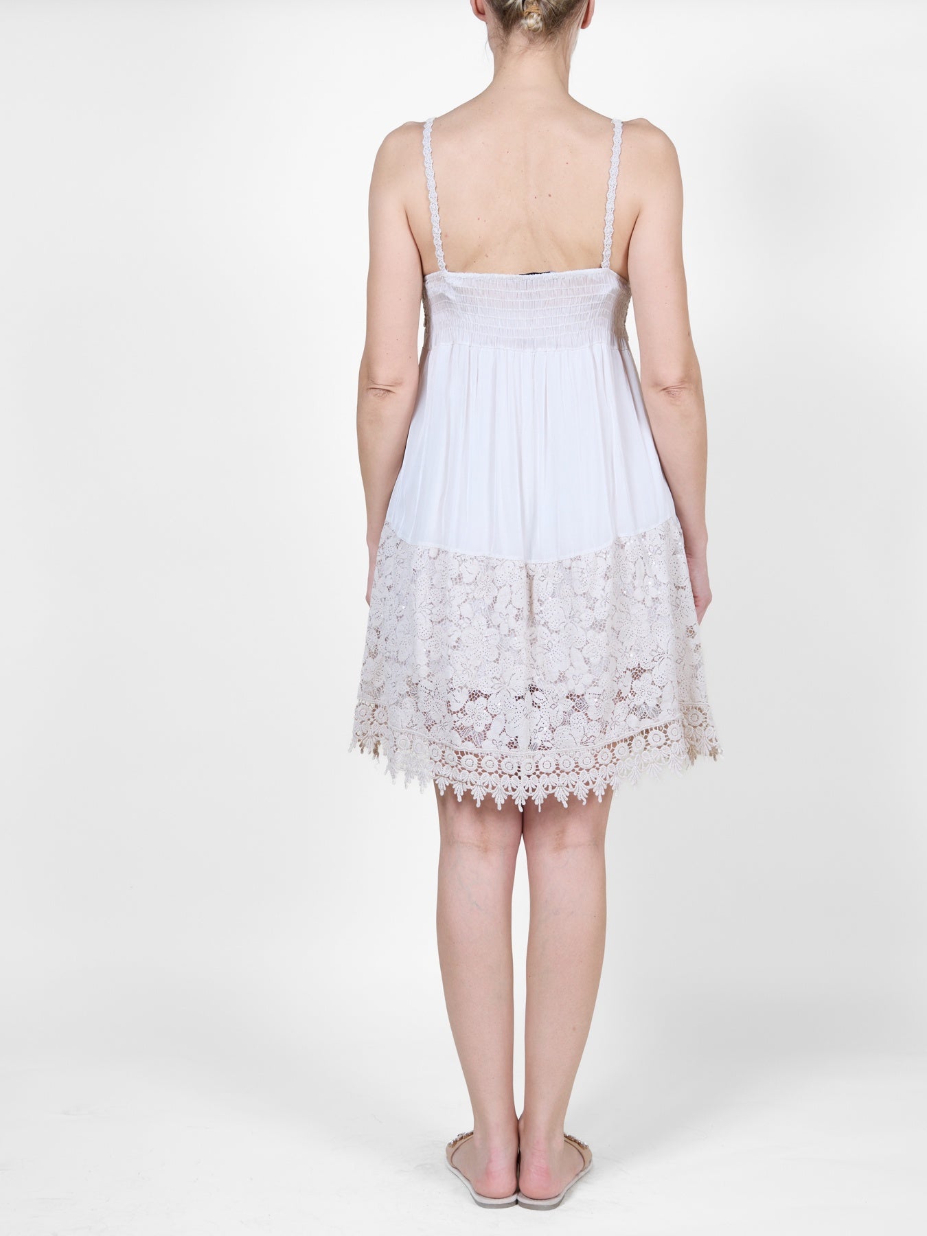 Beige Crochet Top Dress