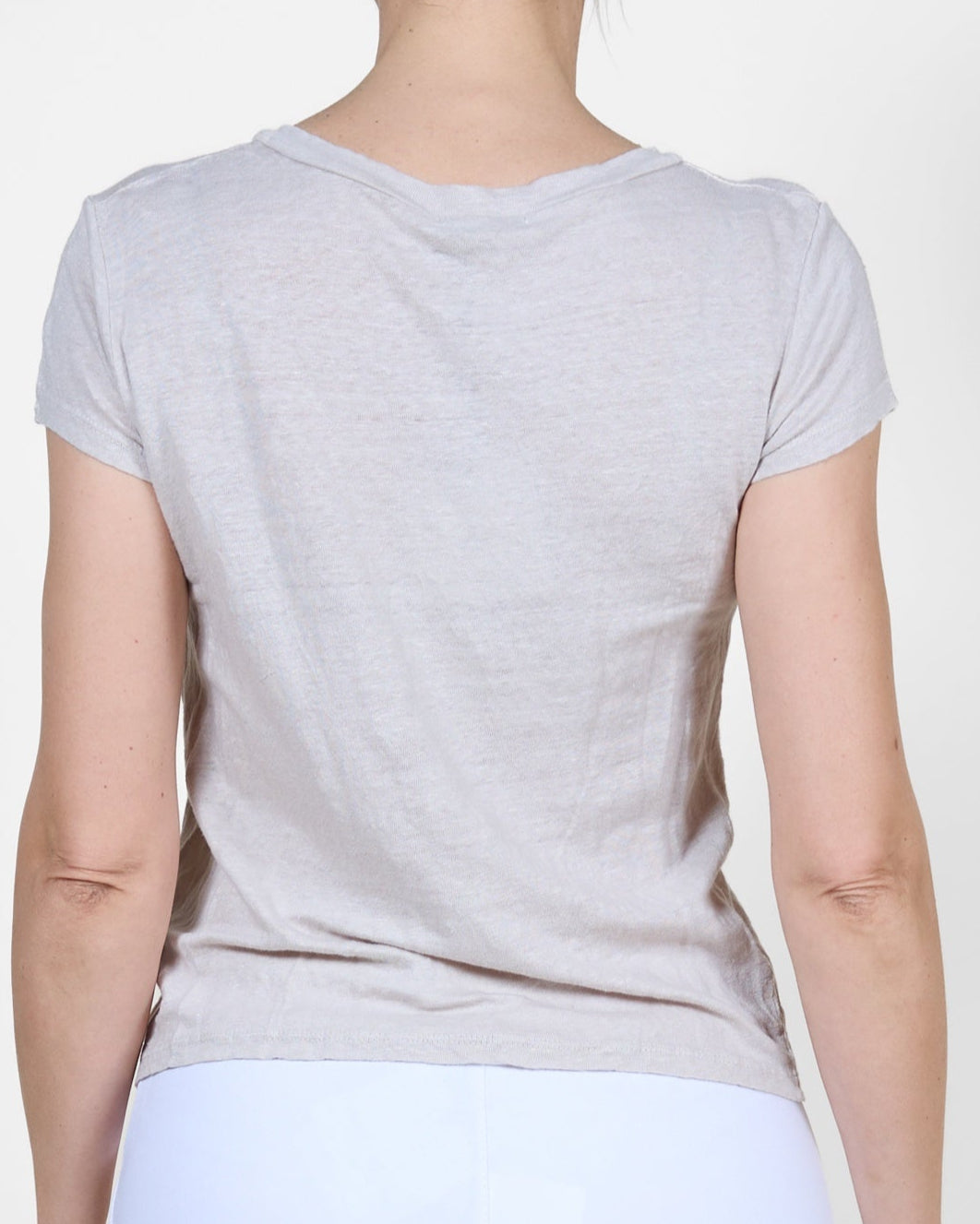 T-shirt à col en V beige