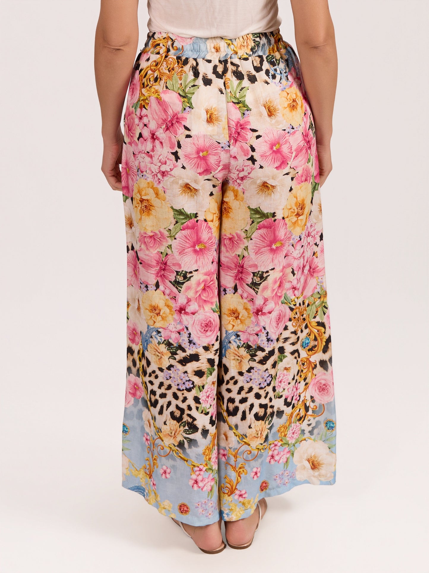 Rose Pull on Floral Tiger Print Pant