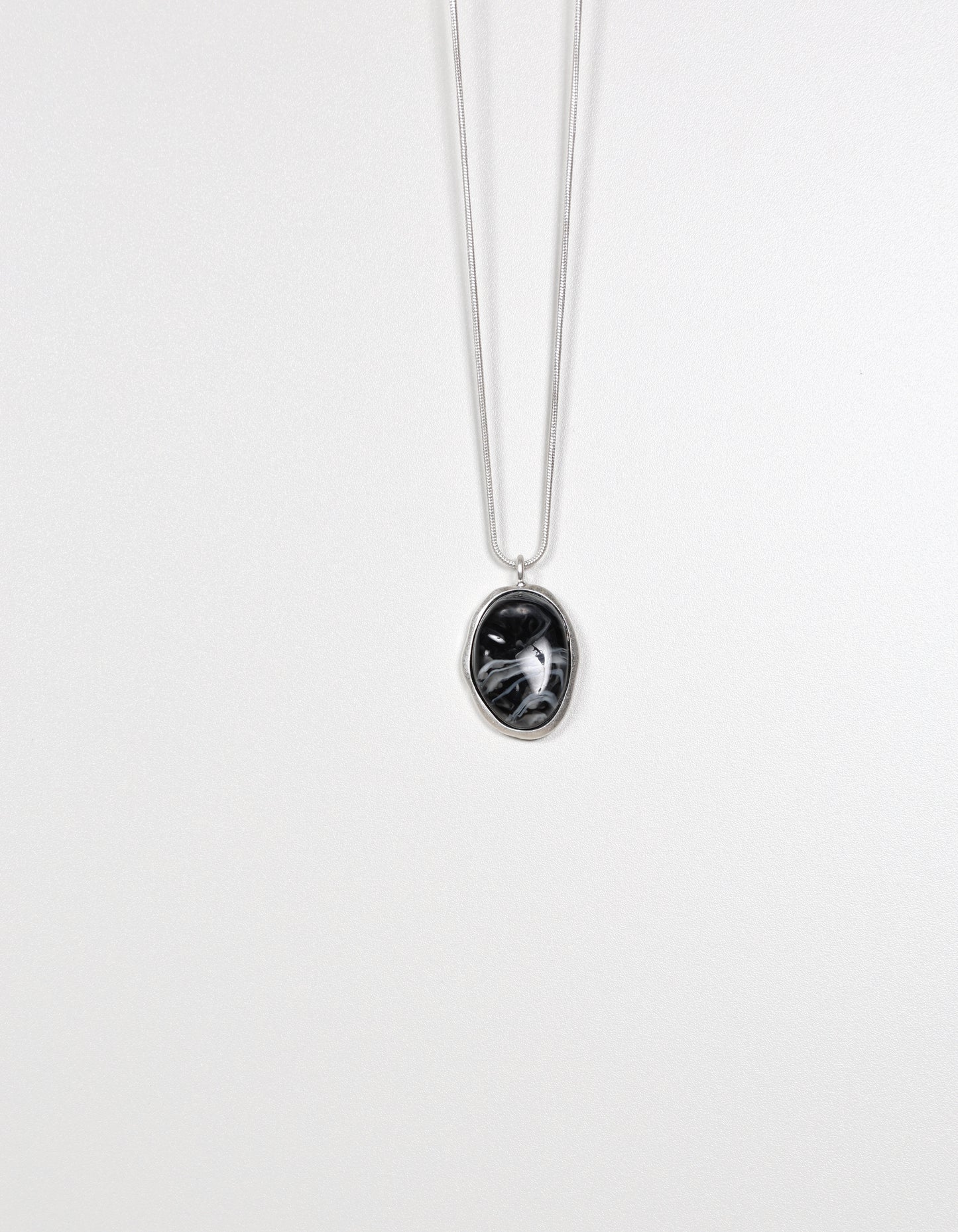 Black Natural Stone Pendant Necklace
