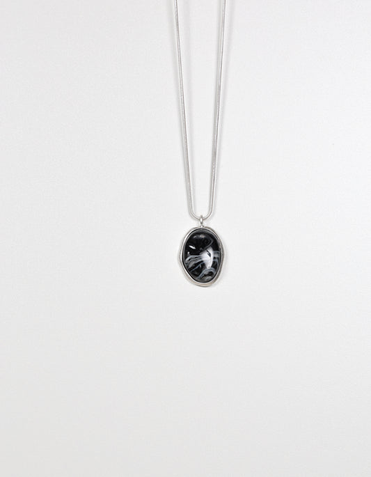Black Natural Stone Pendant Necklace