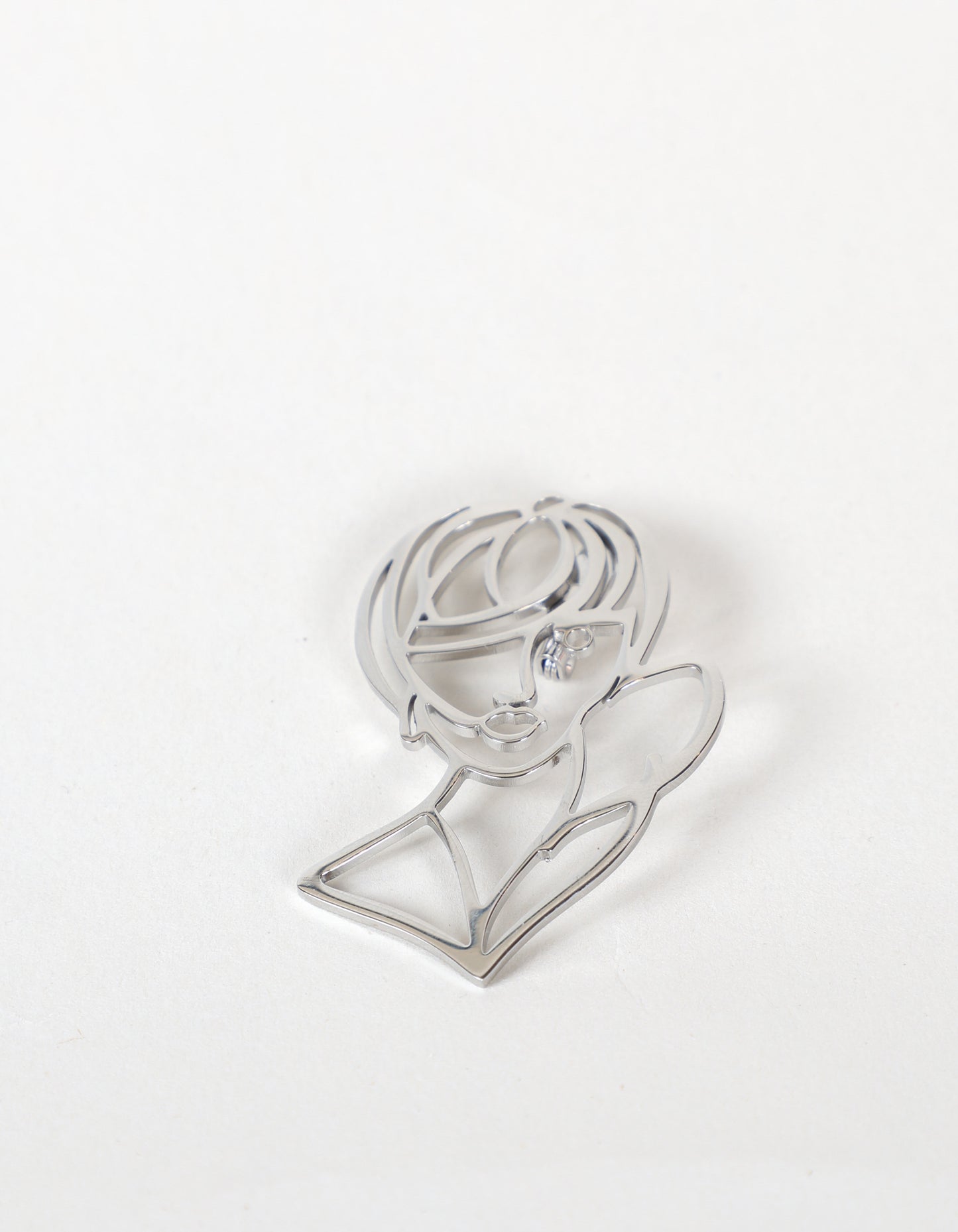 Abstract Face Brooch in Silver