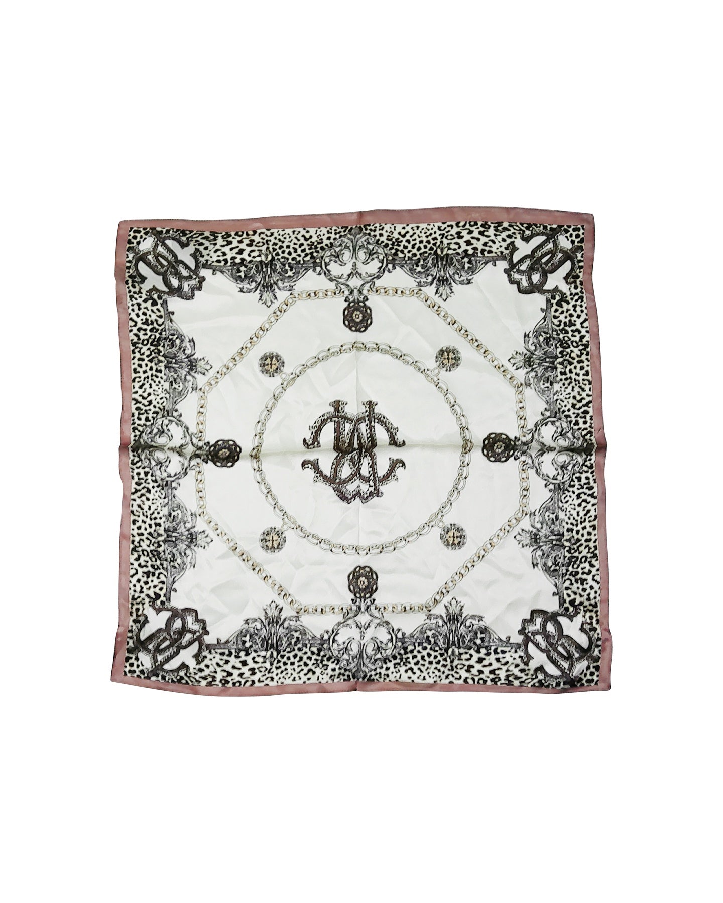 Baroque Leopard Print and Chains Decorative Silk Scarf