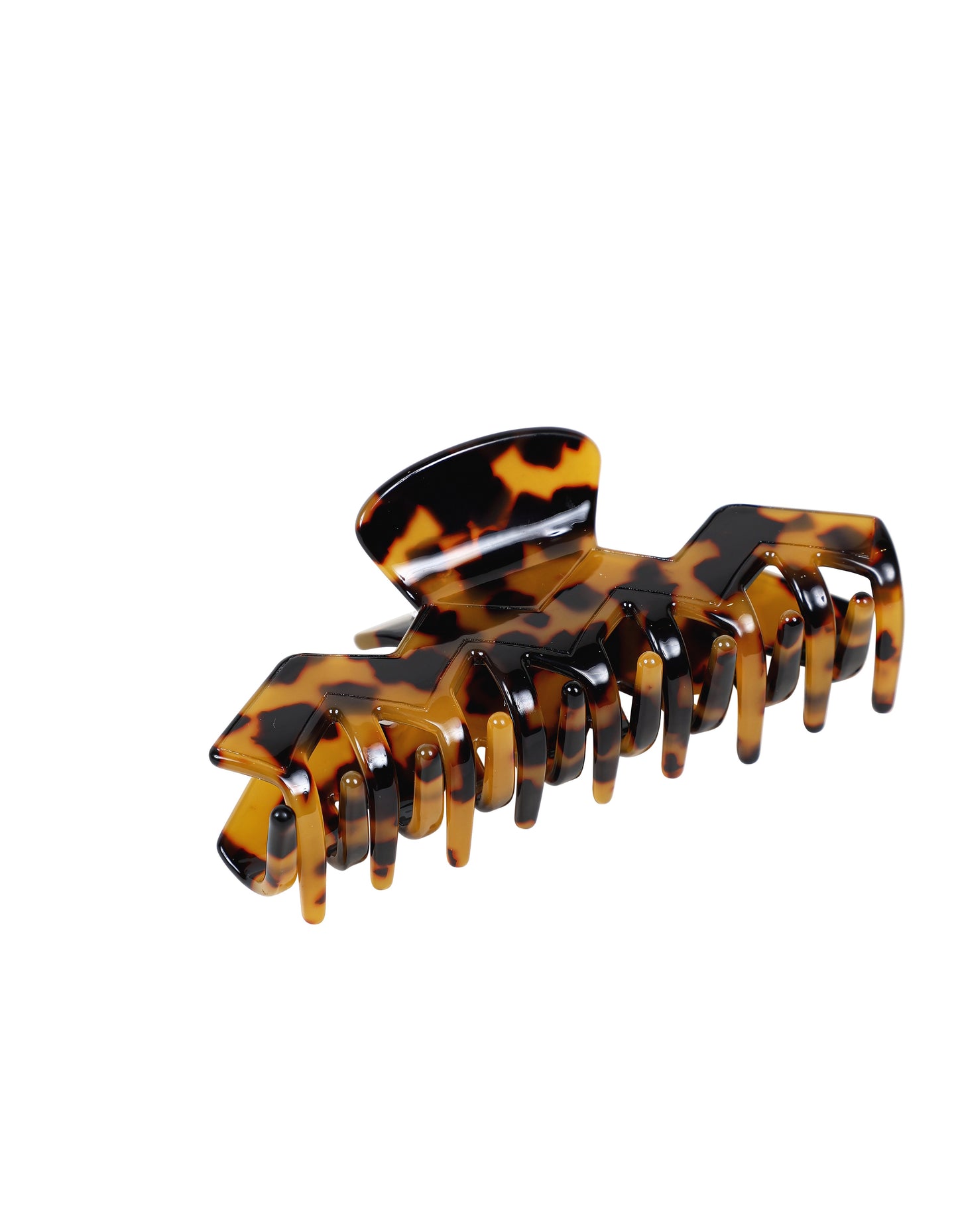 Camel Tortoise Shell Hair Clip with Geometric Chevron Pattern (10 cm)
