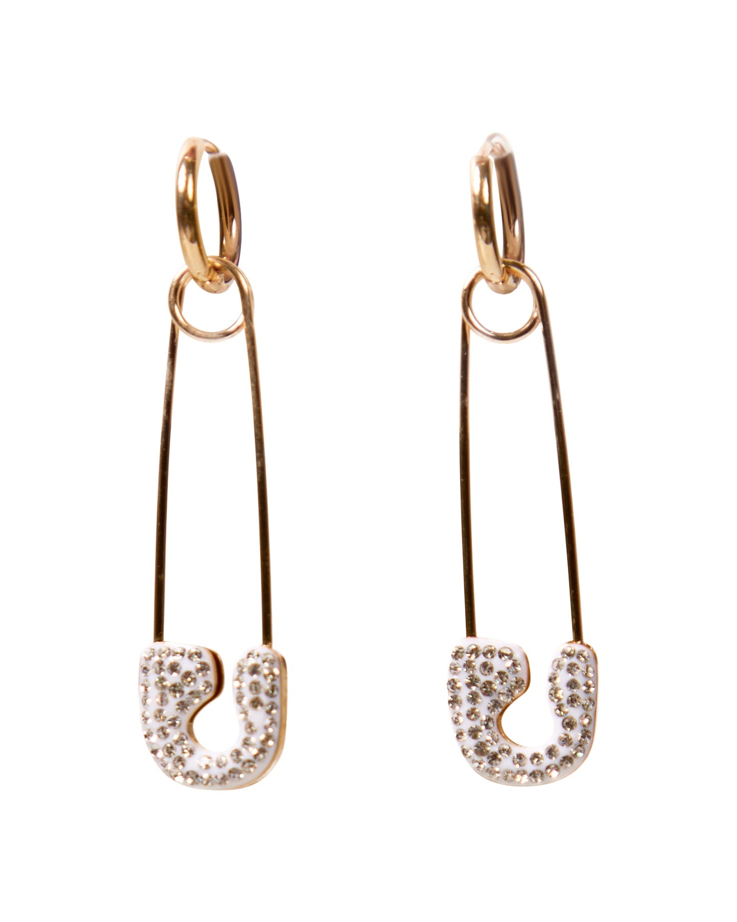 Safety Pin Earrings with Crystal Embellishments