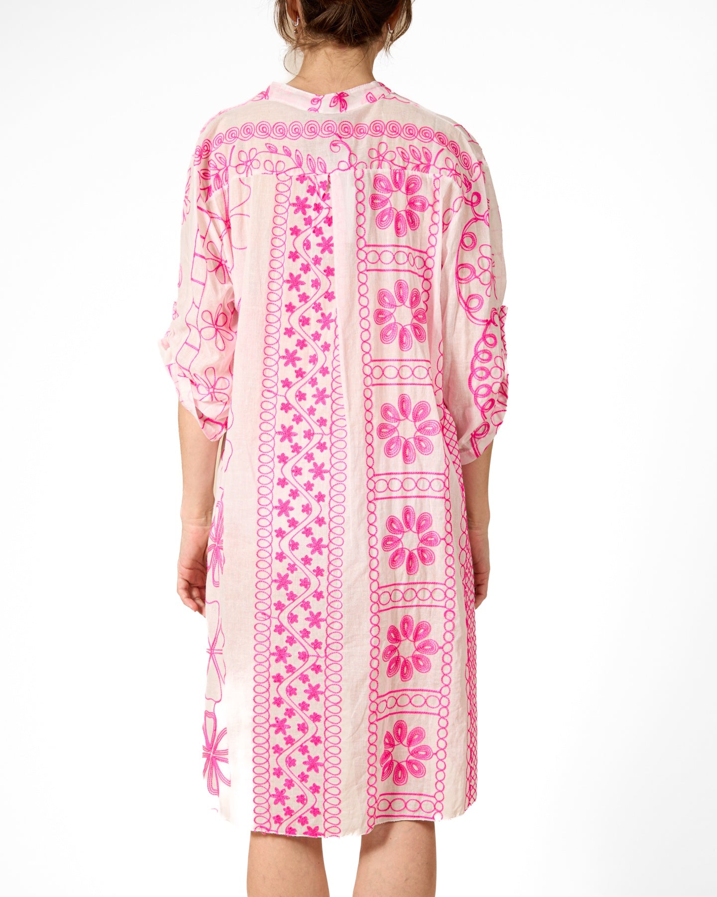 Chemise à manches roulées et boutons devant avec broderie Cerise