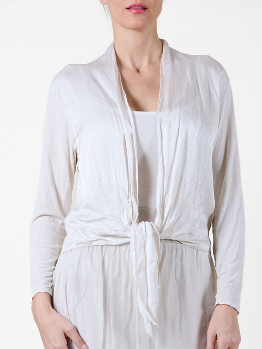 Sand Long Sleeve Bolero with Tie Front