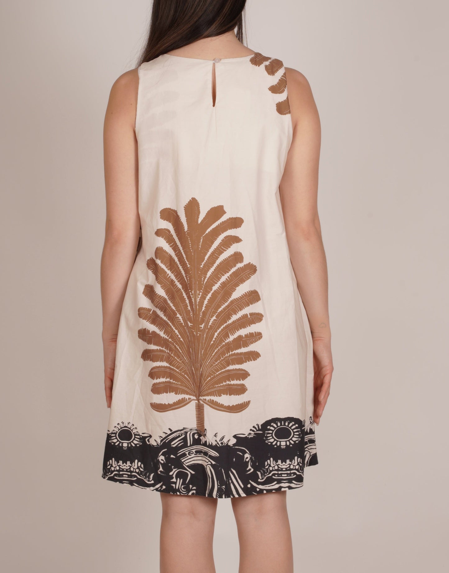 Tapioca Sleeveless Dress with Side Tropical Print