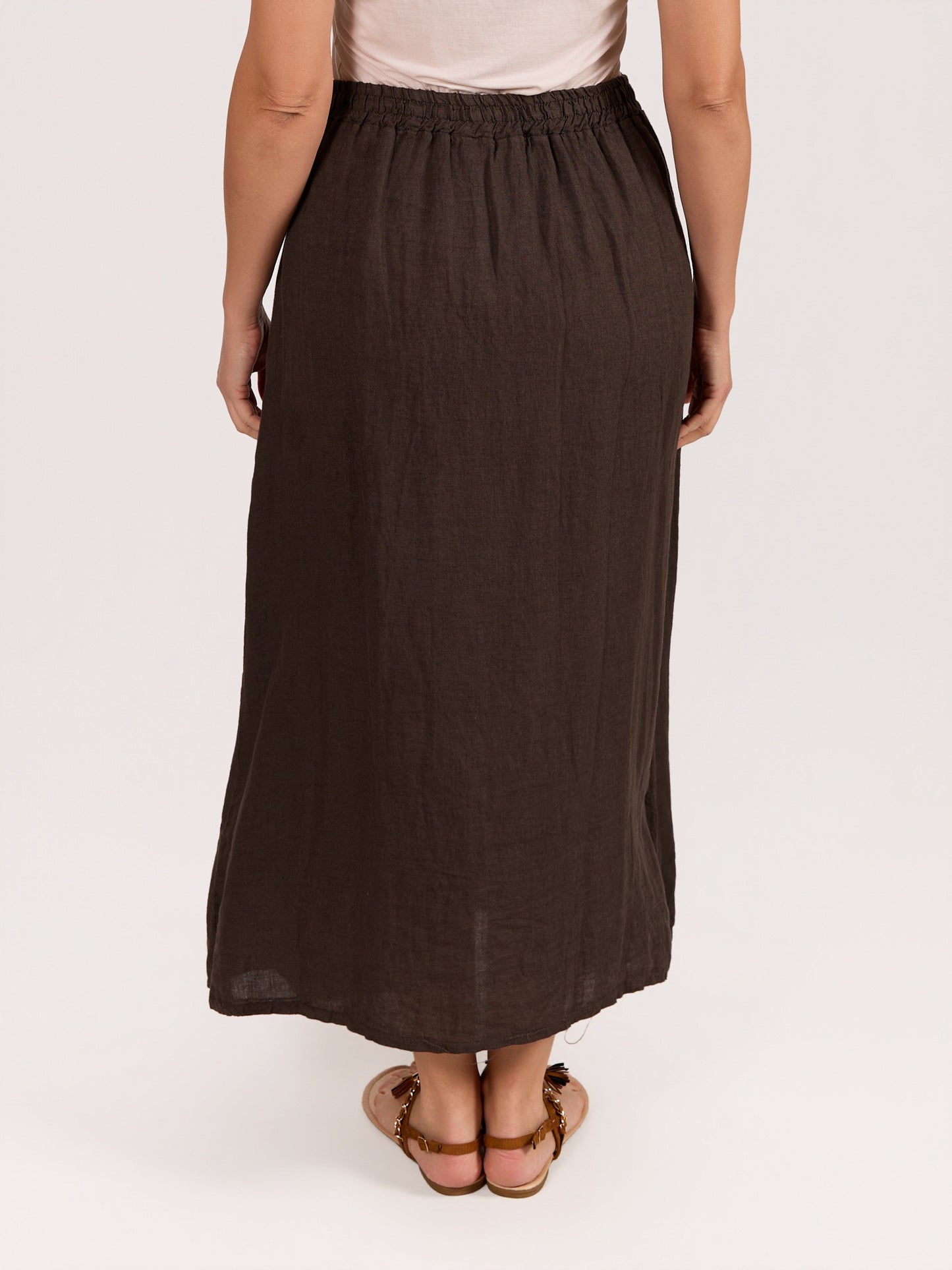 Espresso Pull On 2 Pleat Front Pocket Skirt