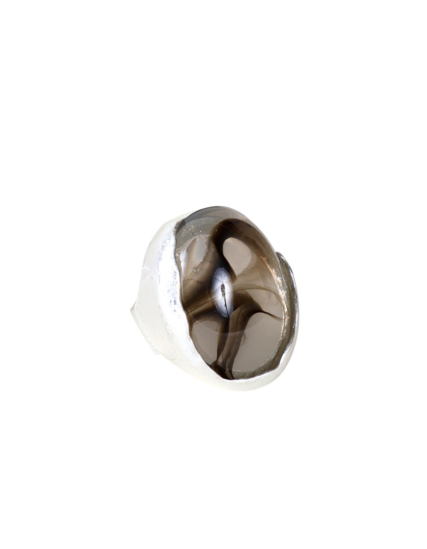Bold Statement Ring with Swirled Stone in Grey & Silver