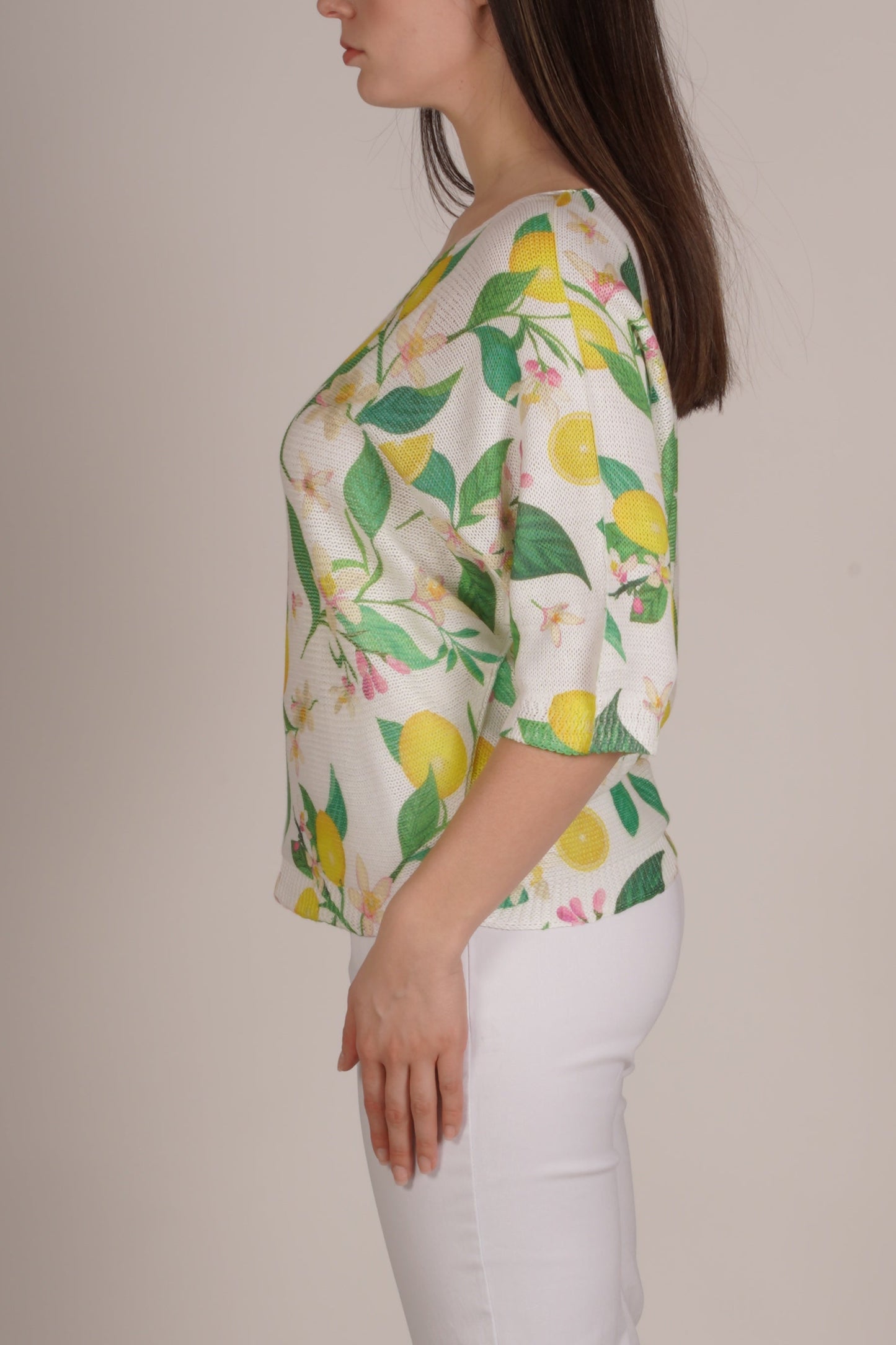 White Boat Neck Lemon Pullover