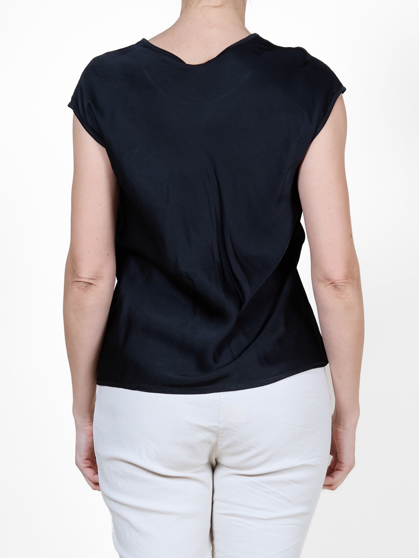 Black Sleeveless Top with Subtle Sheen