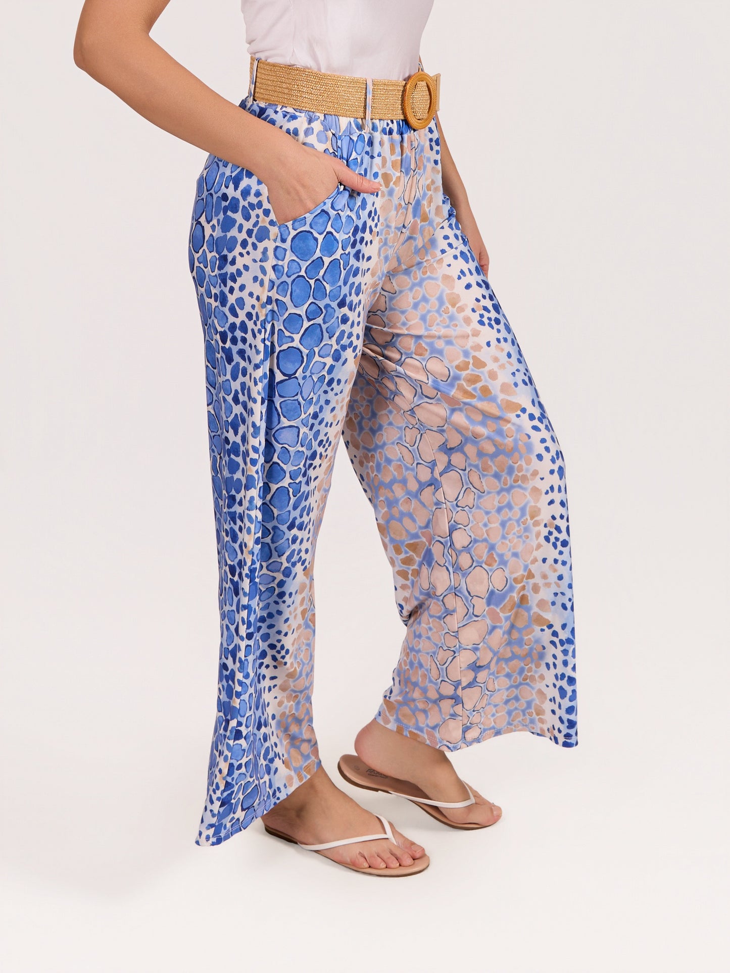 Peacock Belted Pull On Animal Pant