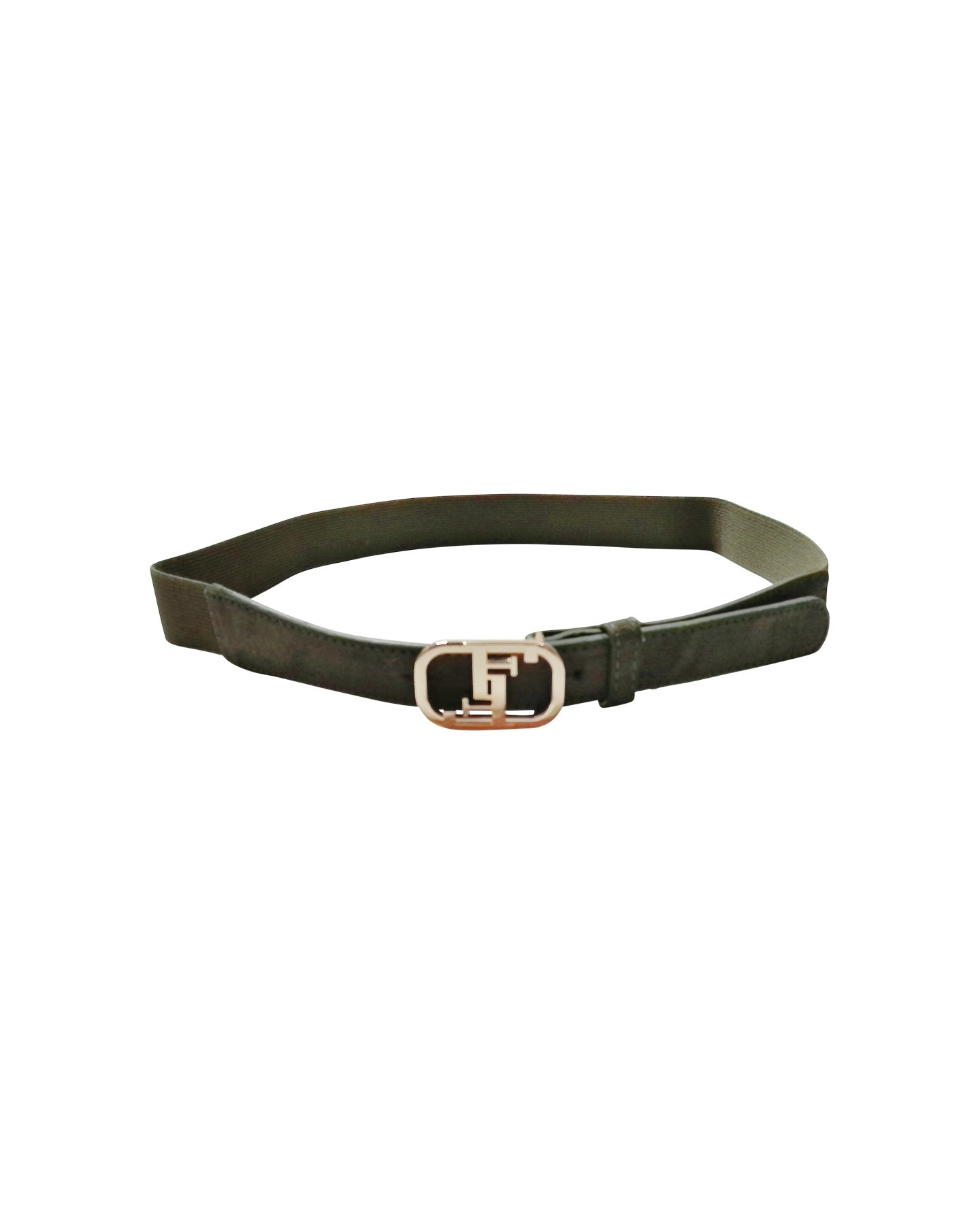 Geometric Olive Green Suede Belt