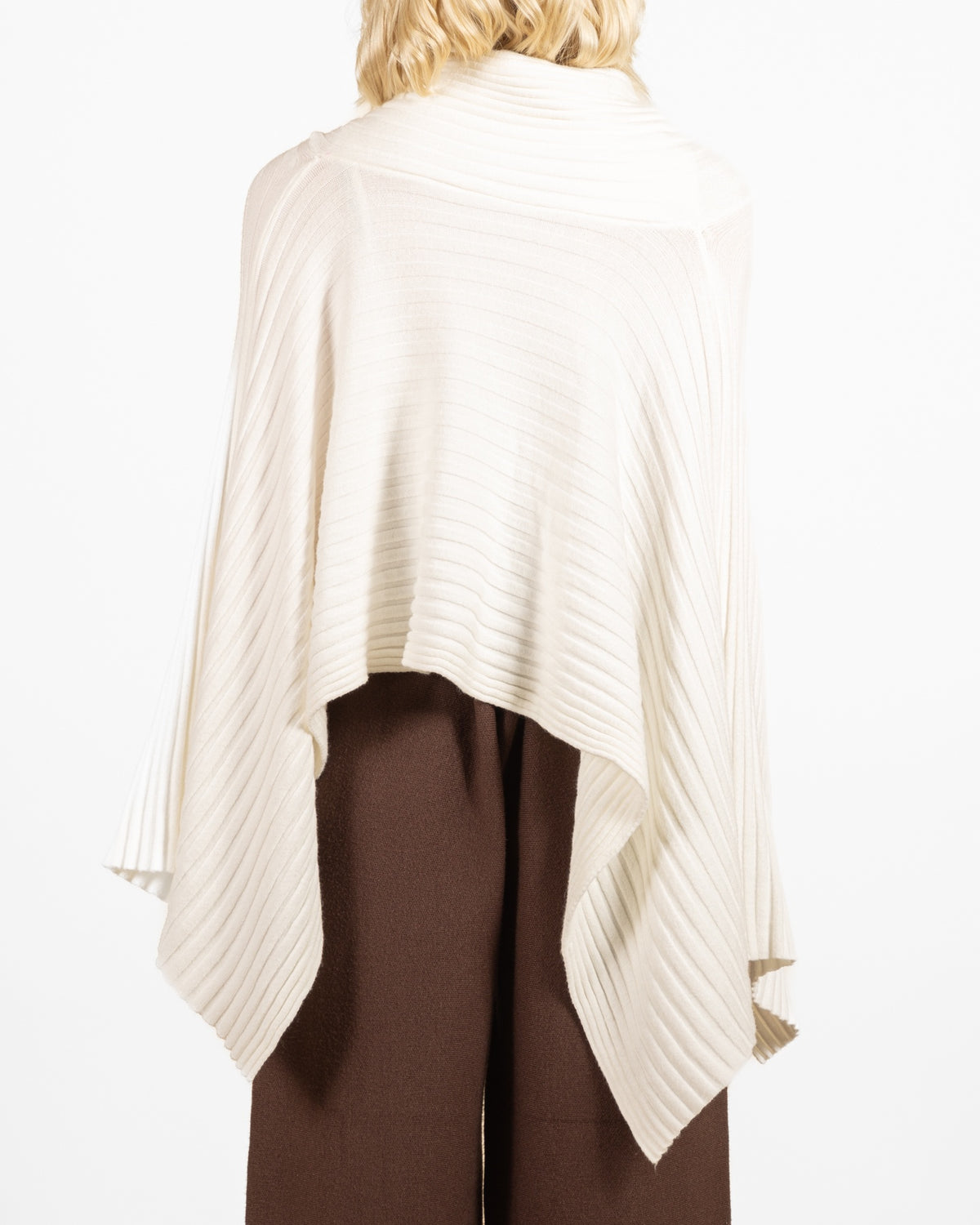 Snow Poor Boy Rib Shoulder Shrug Sweater