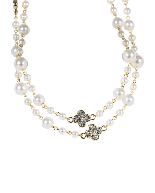 Gold and Pearl Floral Necklace