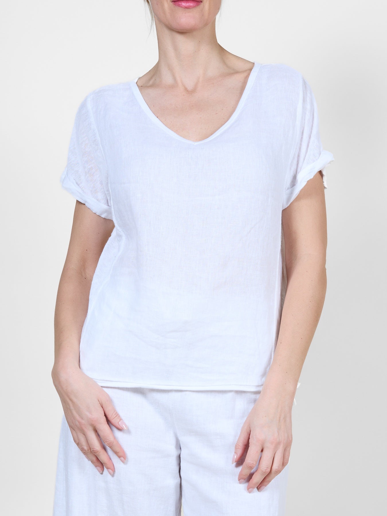 White Lightweight V-Neck T-Shirt