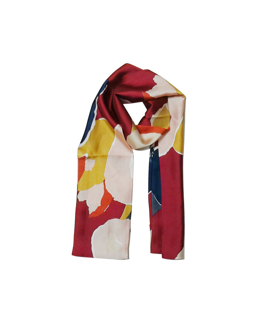 Scarf Floral Narrow Decorative Scarf with Color Blocking
