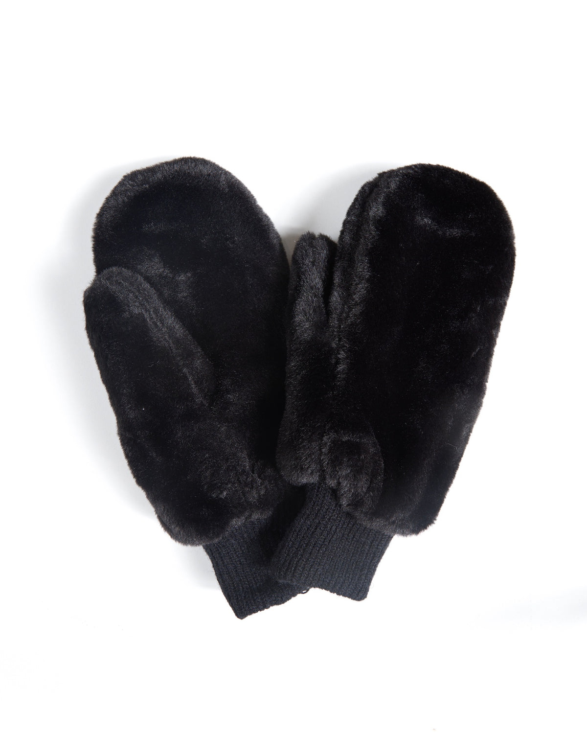 Faux Fur Black Mittens