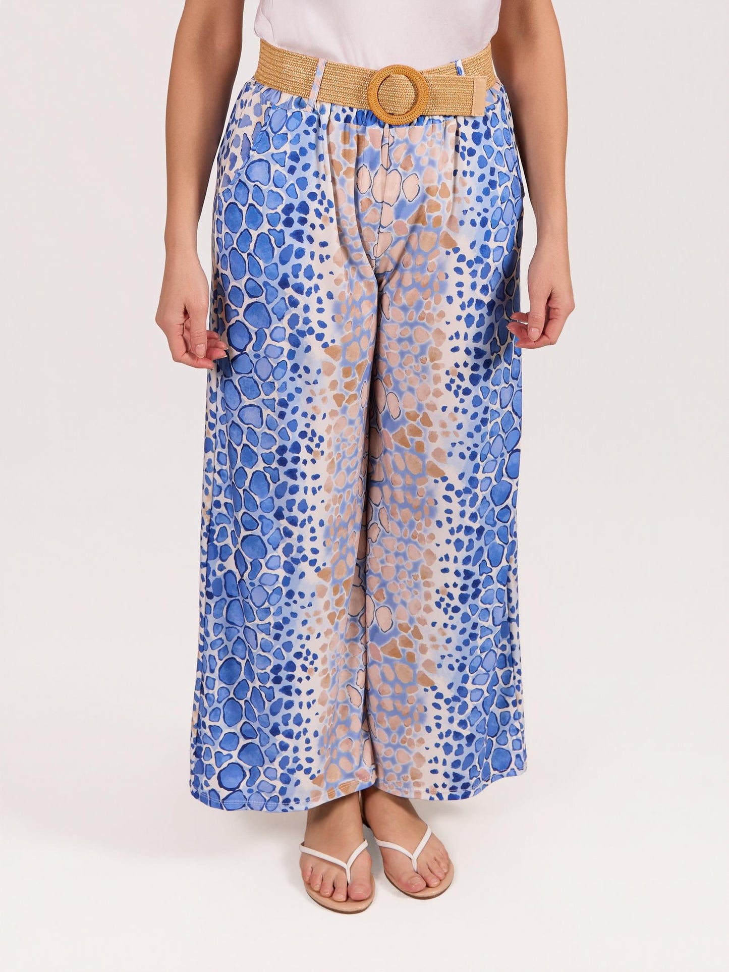 Peacock Belted Pull On Animal Pant