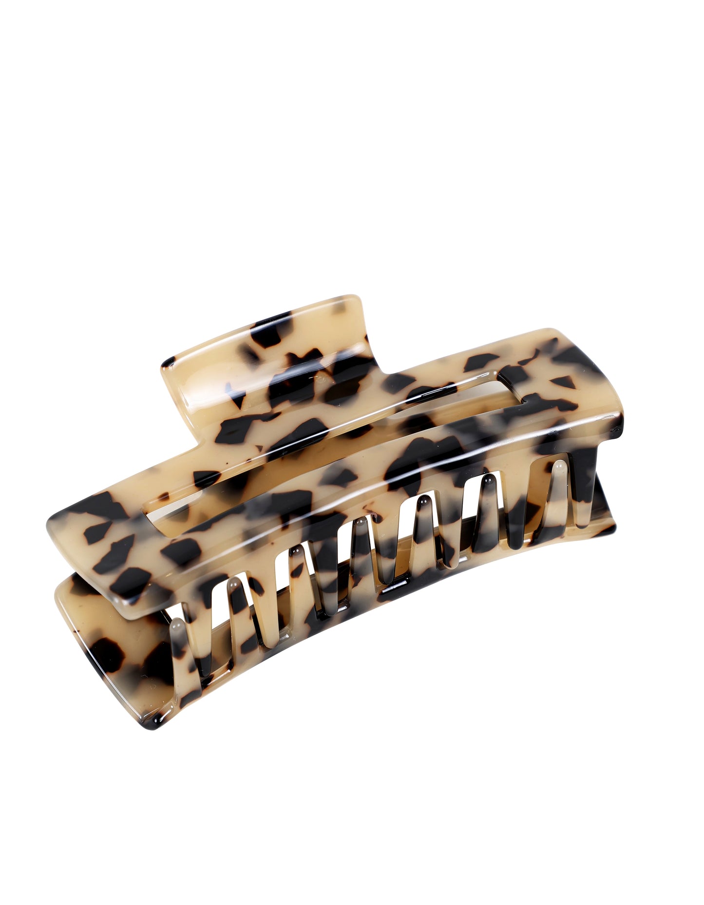 Beige Tortoise Shell Rectangle Claw Clip (10cm)