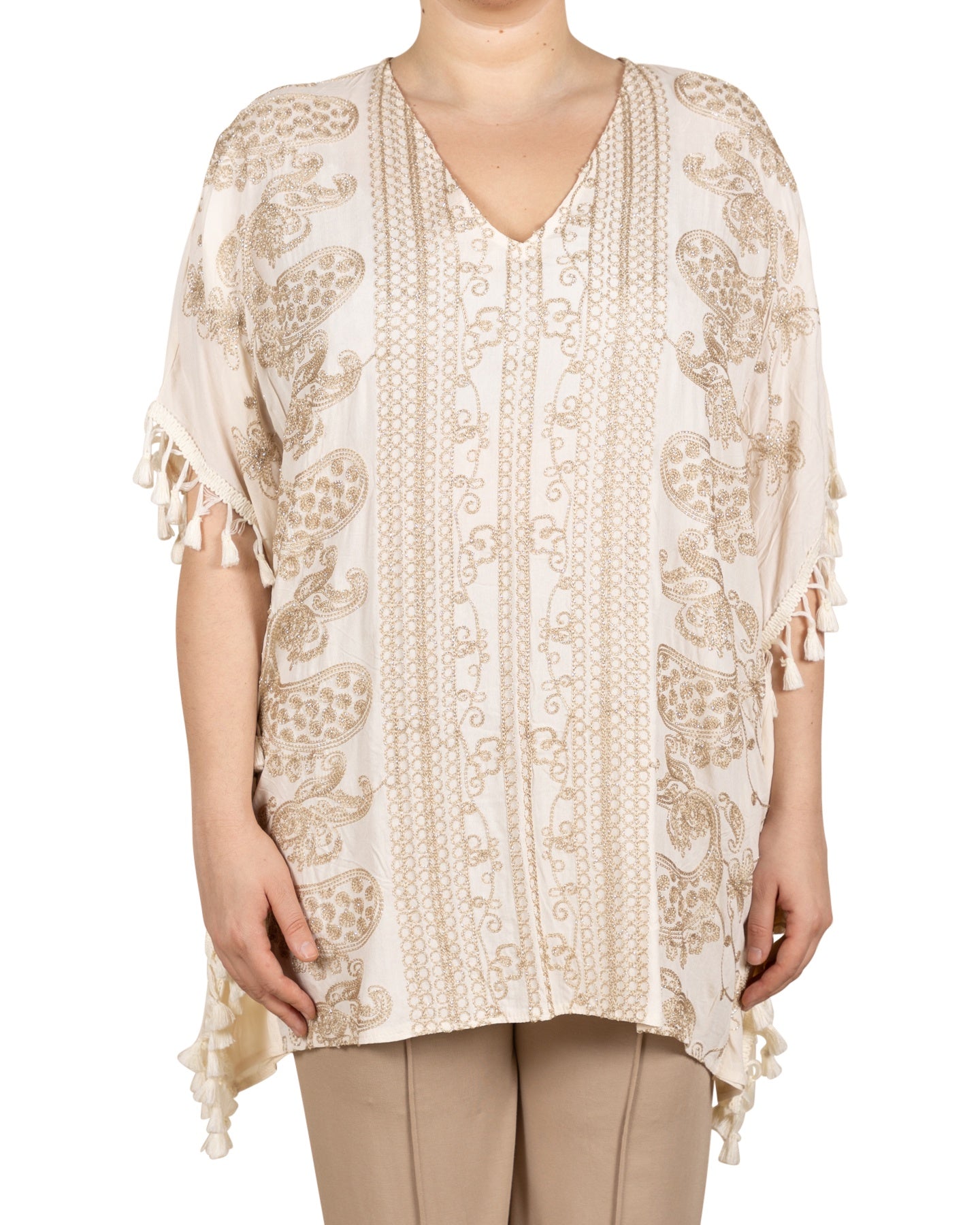 Embroidered Cream Cover Up