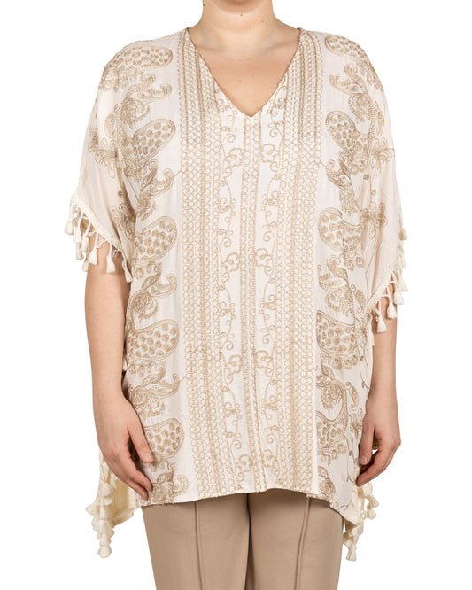 Embroidered Cream Cover Up