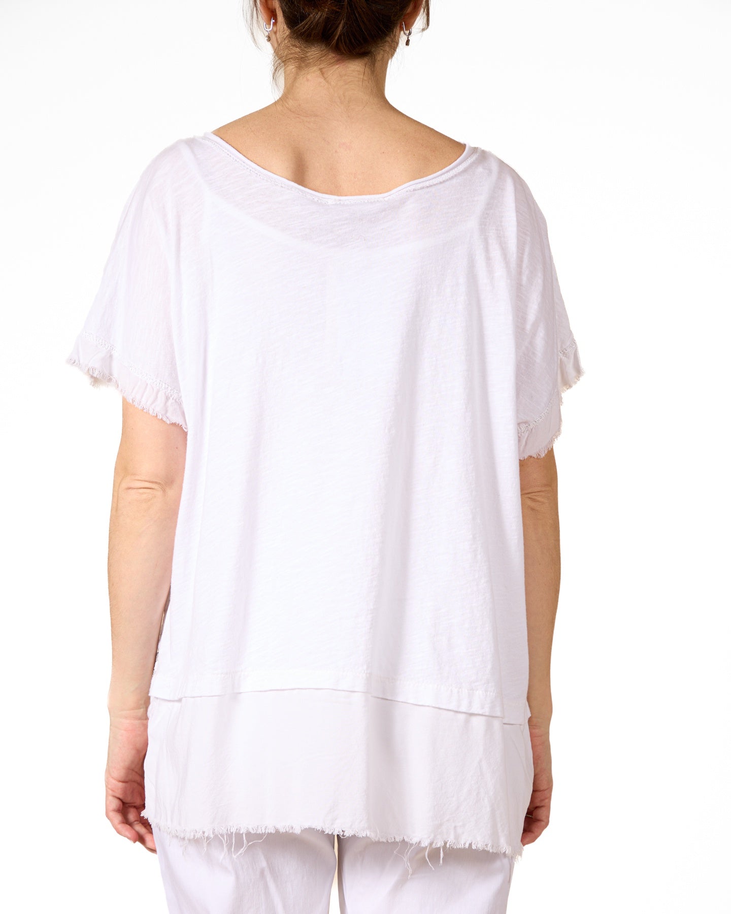 Haut en maille Lurex avec garniture argentée Blanc
