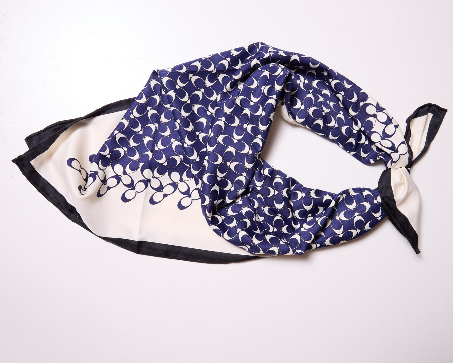 Navy Double C Printed Square Decorative Scarf