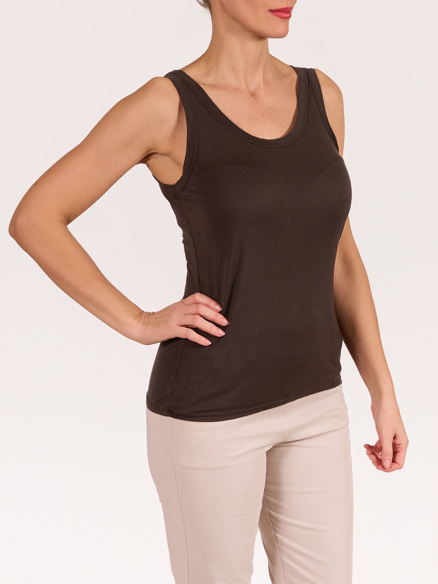Espresso Crew Neck Tank Top