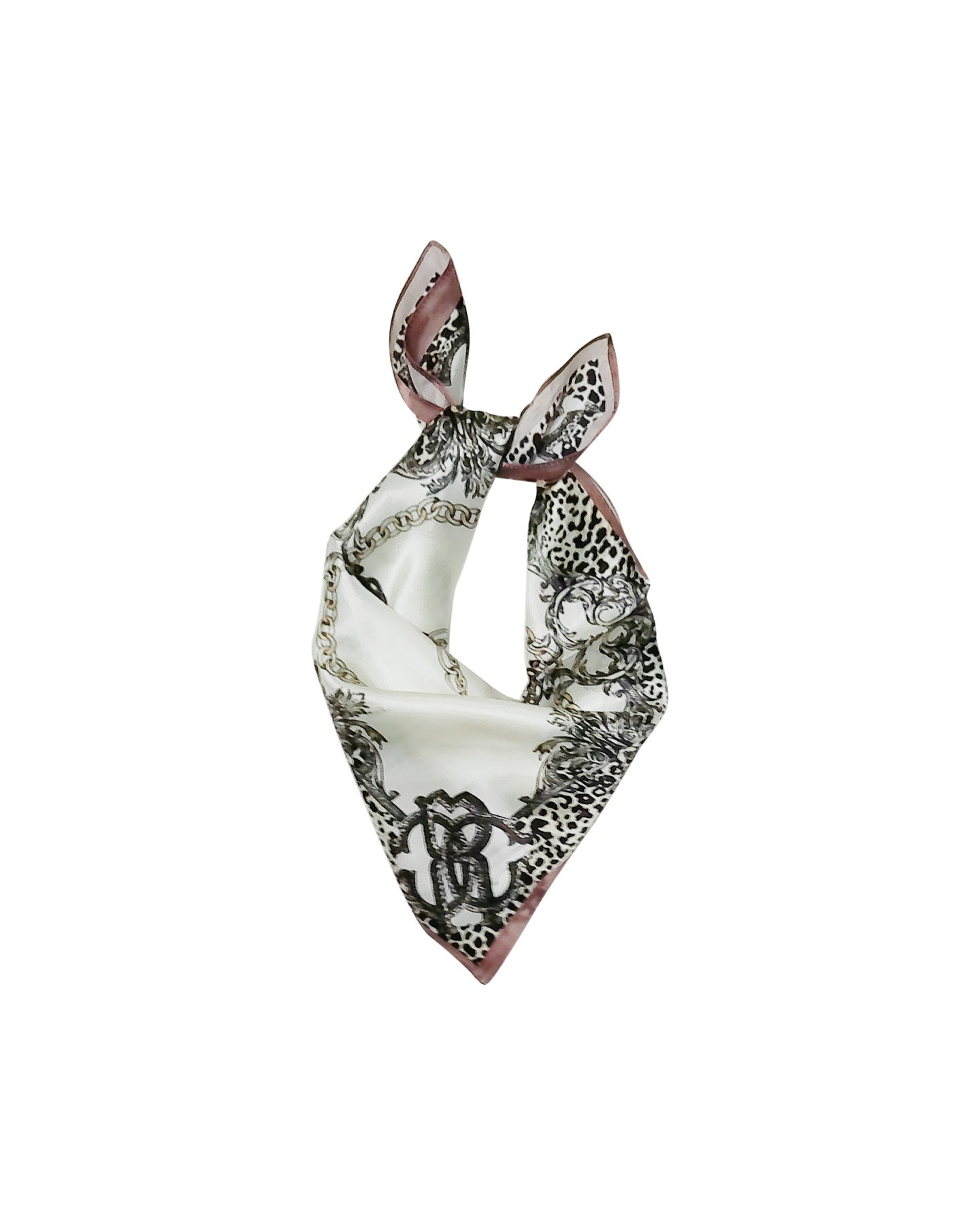 Baroque Leopard Print and Chains Decorative Silk Scarf