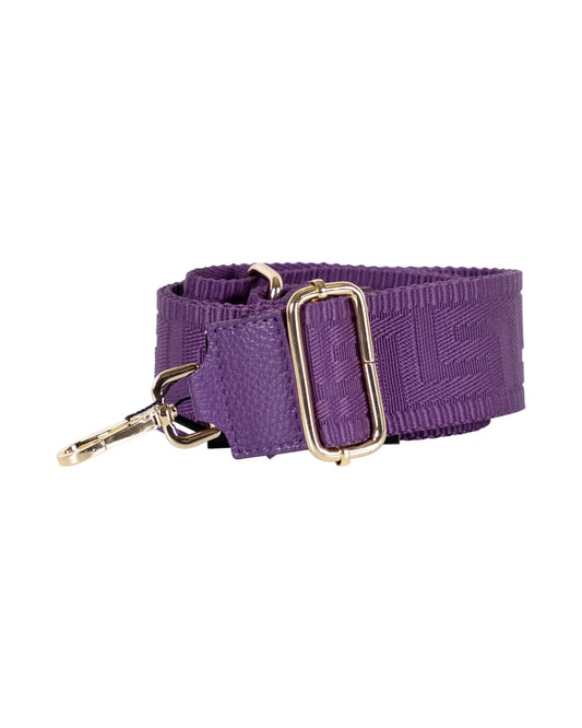 Adjustable Shoulder Bag Strap with Purple Greek Key Design