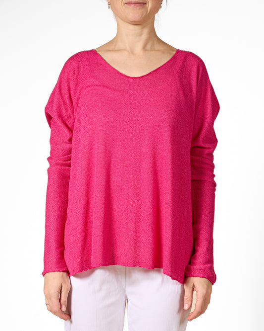 Cherry V Neck Long Sleeve Top