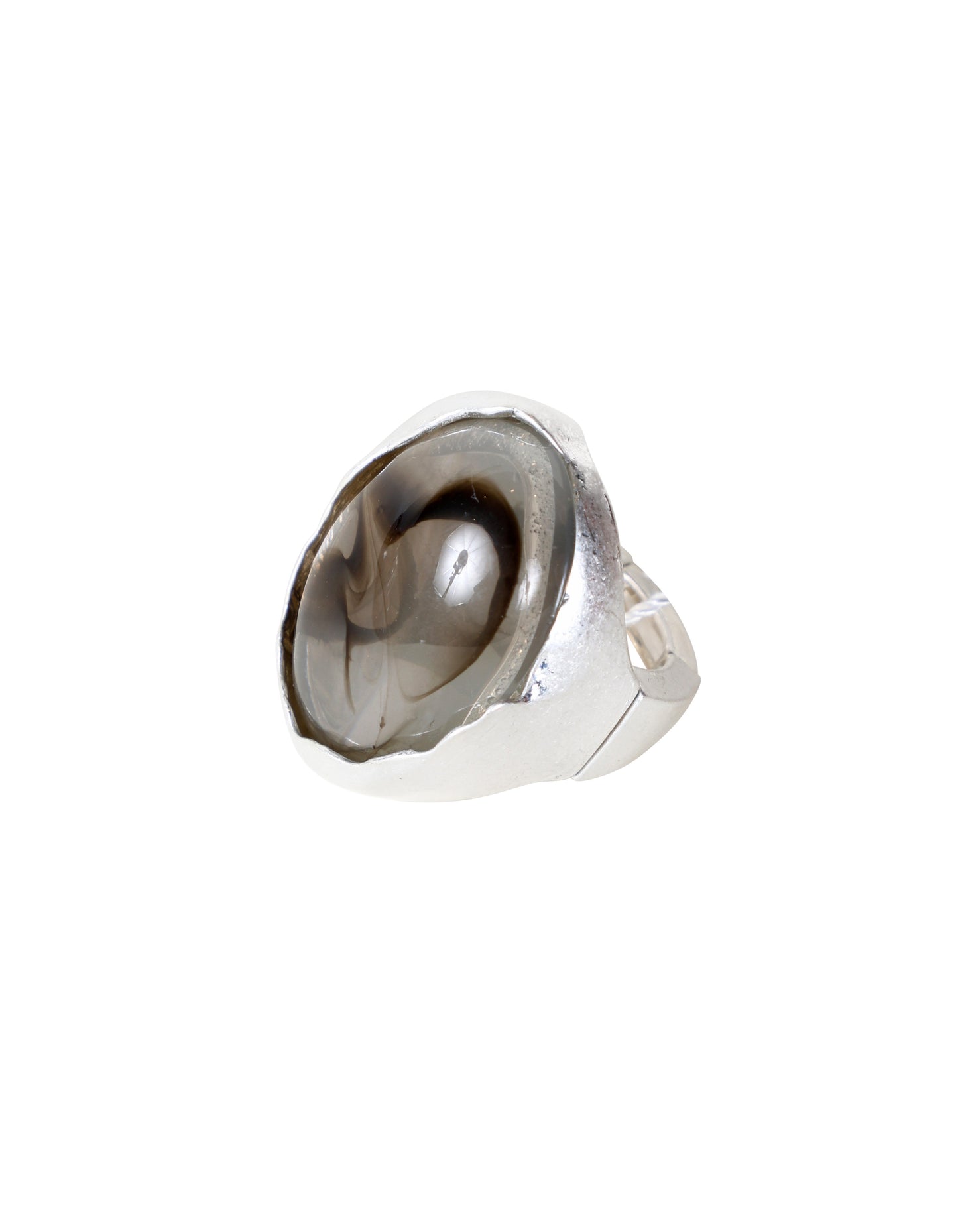 Bold Statement Ring with Swirled Stone in Grey & Silver